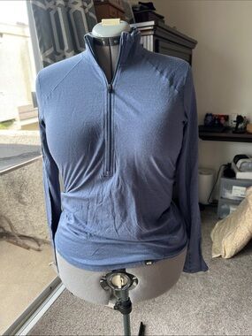 REI Women's Long-Sleeve zip up Mock Neck Top - Slate Blue